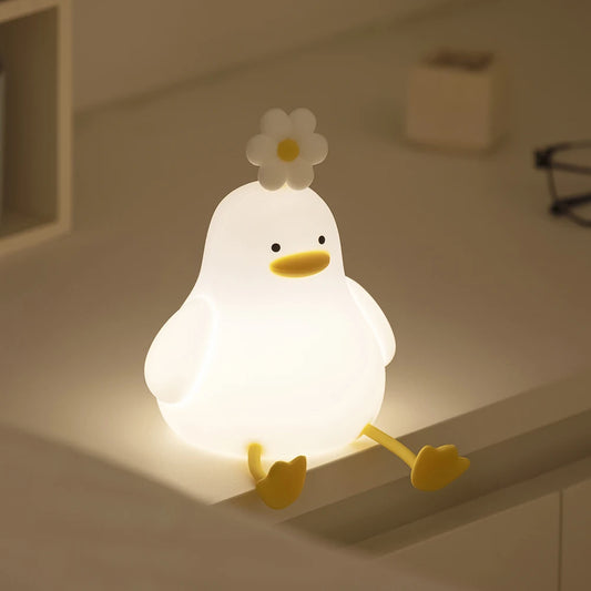 Cute Duck LED Night Light USB Rechargeable Silicone Lamp