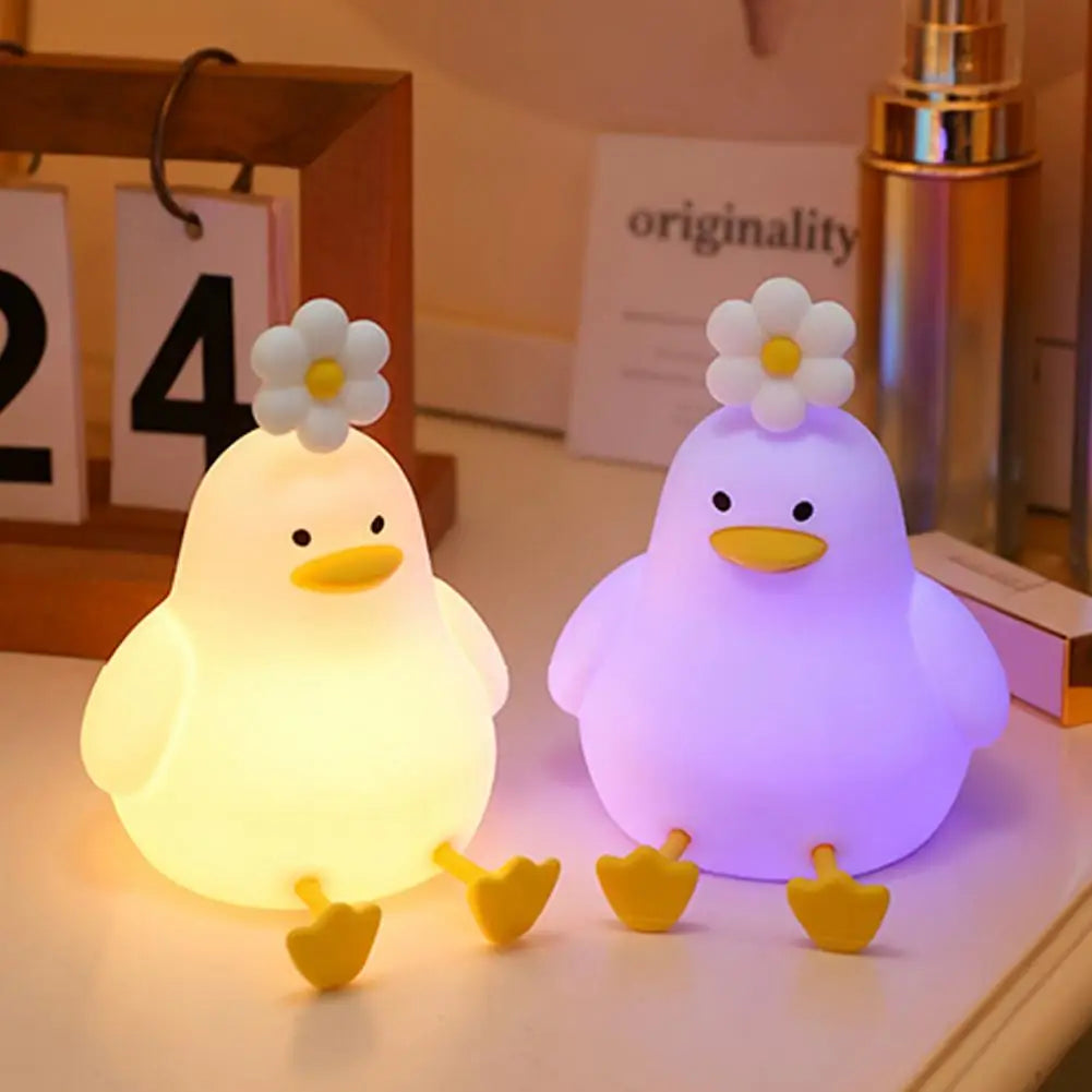 Cute Duck LED Night Light Squishy Silicone Touch Lamp