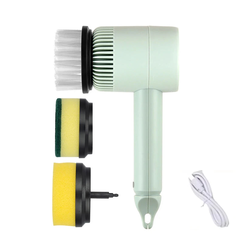 3 In 1 Electric Cleaning Brush 1200mAh USB Chargeable Spin Scrubber Brush Polisher Sponge For Kitchen Bathroom Clean Brush Tools