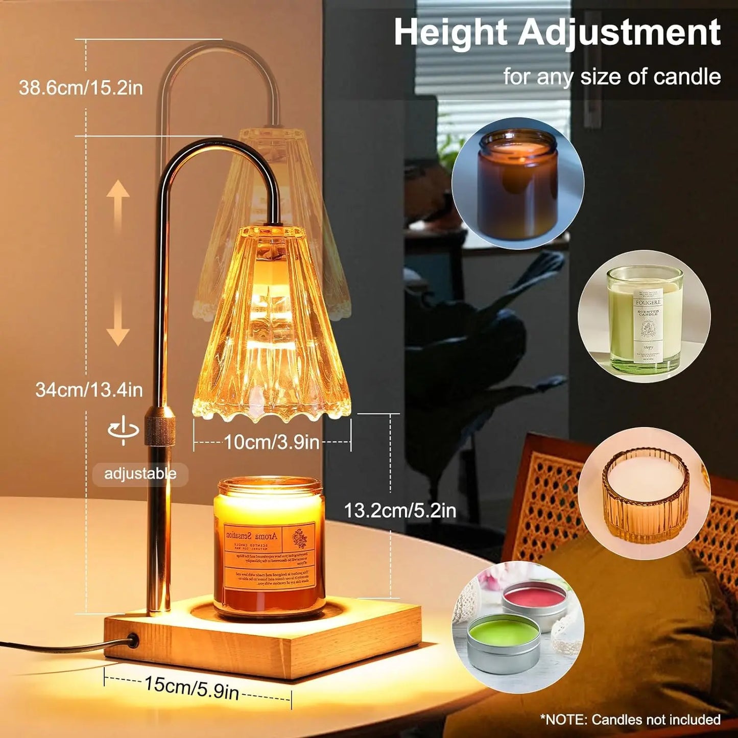 Lightess Electric Candle Warmer Lamp Adjustable Timer Dimmer Home Decor