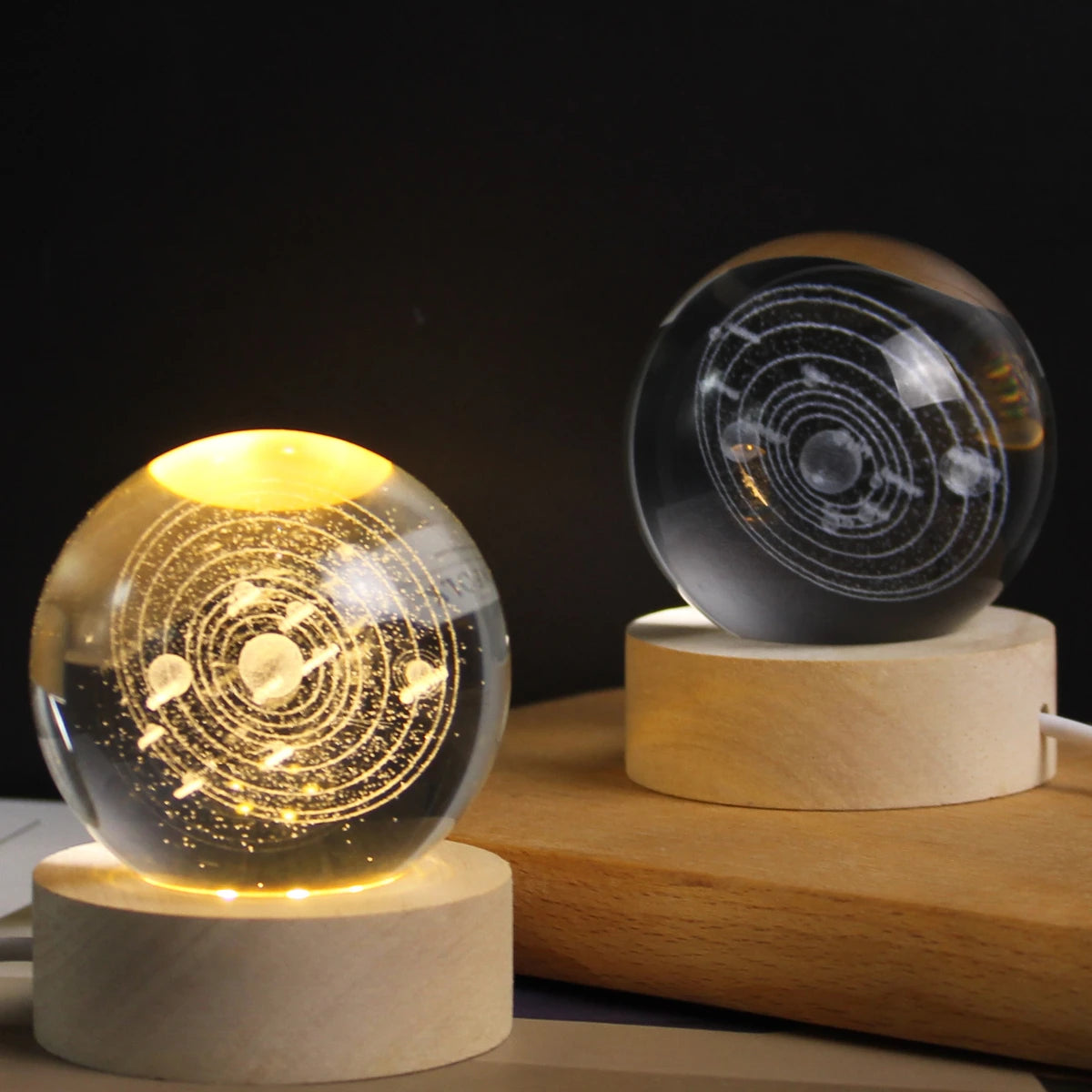 USB Powered 3D Crystal Ball Moon Galaxy LED Night Lamp