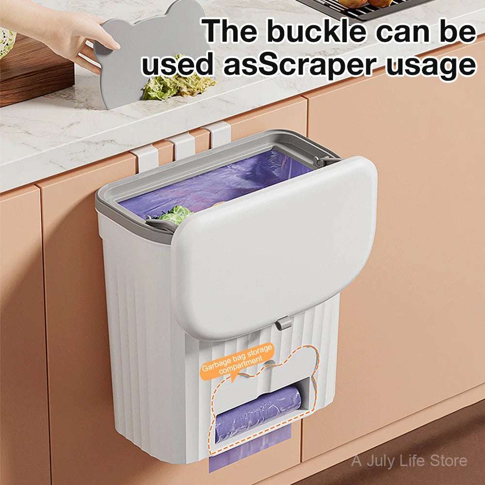 8.5/12L Wall Mounted Kitchen Wastebasket With Lid Trash Can