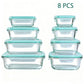 8PCS Glass Food Storage Containers Leakproof Airtight Stackable Kitchen Set