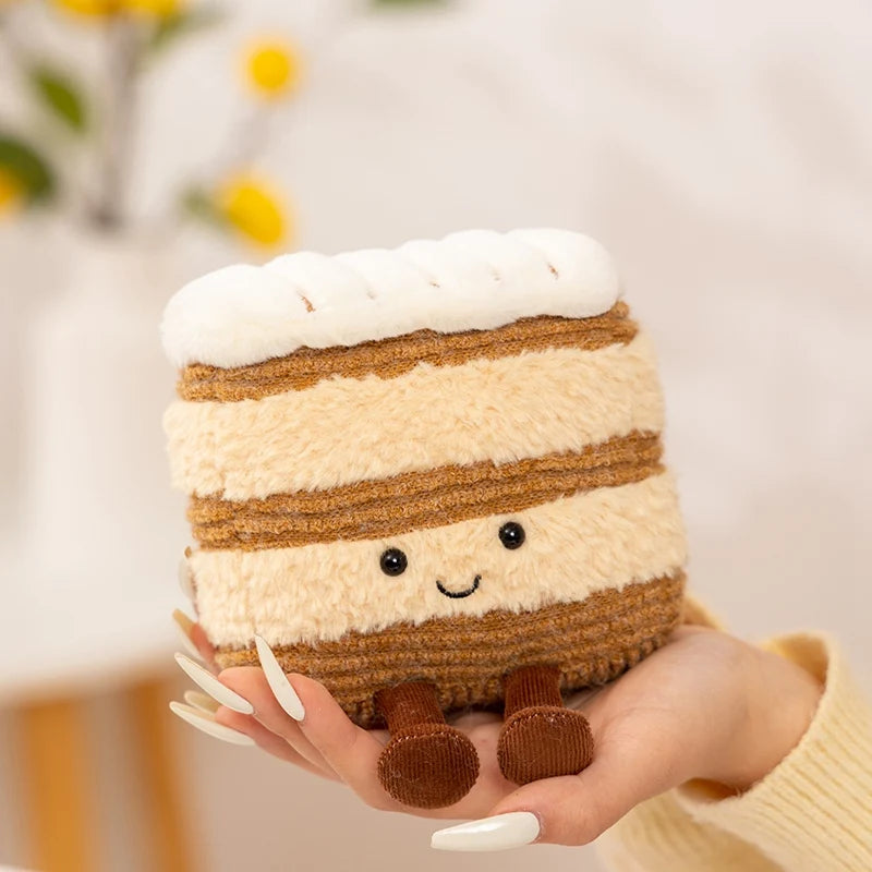 Bakery Plush Cake/Toast/Puff/Napoleon Stuffed Toys Ultra-Soft Kawaii Bread Pastry Gift for Foodies Kids Birthday Children's Day