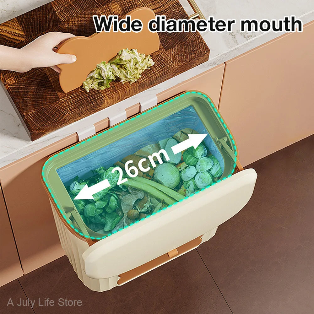 8.5/12L Wall Mounted Kitchen Wastebasket With Lid Trash Can