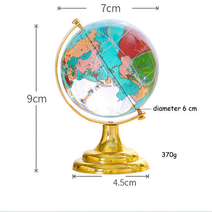 Rotating Crystal Glass Globe Ornament Elegant Home Office Desk Decor
