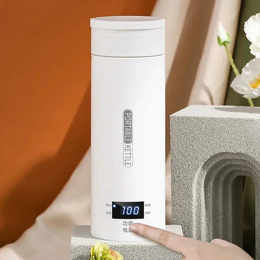 450ML Electric Kettles Portable Tea Coffee Kettle Travel Boil Water Thermal Cup Anti-Scald Water Bottle English Menu