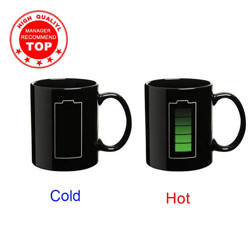 Battery Magic Color Changing Mug Ceramic Positive Energy Coffee Cup