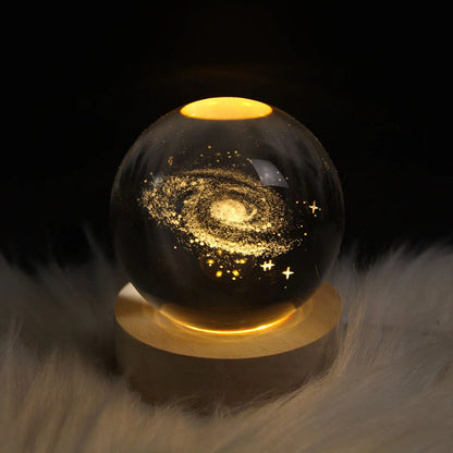 USB Powered 3D Crystal Ball Moon Galaxy LED Night Lamp