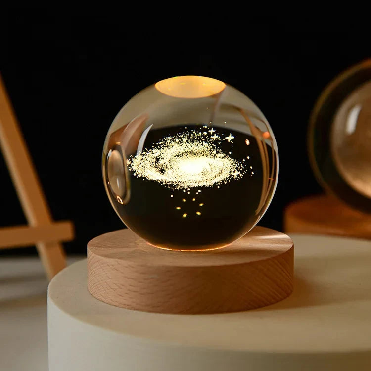 3D Crystal Ball Lamp Galaxy Planetary USB Night Light