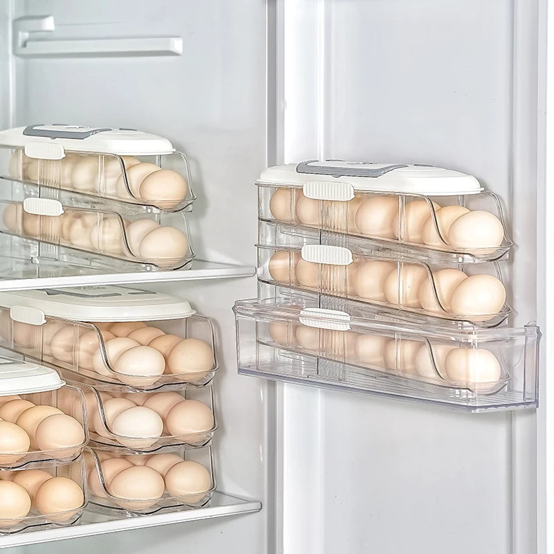 Multi layer combination automatic rolling egg box, refrigerator storage box dedicated side door egg tray,  refrigerator egg rack