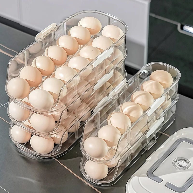 Multi layer combination automatic rolling egg box, refrigerator storage box dedicated side door egg tray,  refrigerator egg rack