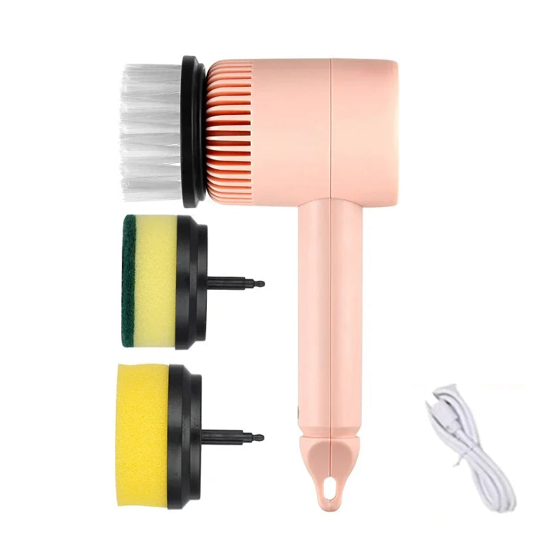 3 In 1 Electric Cleaning Brush 1200mAh USB Chargeable Spin Scrubber Brush Polisher Sponge For Kitchen Bathroom Clean Brush Tools