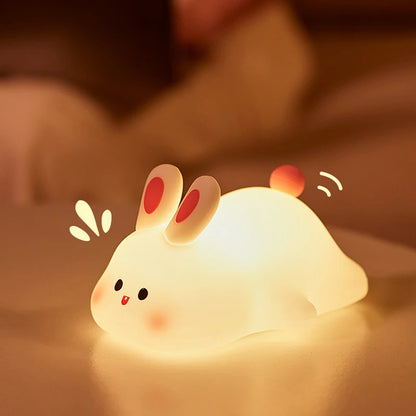 Big Face Rabbit Night Light Cute Silicone Touch Lamp