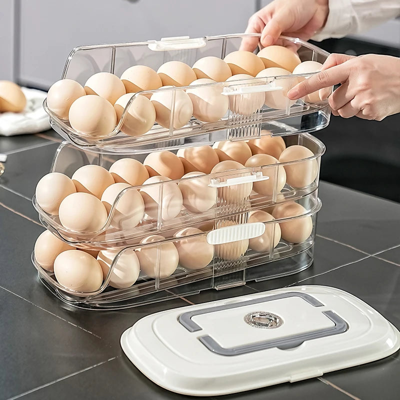 Multi layer combination automatic rolling egg box, refrigerator storage box dedicated side door egg tray,  refrigerator egg rack