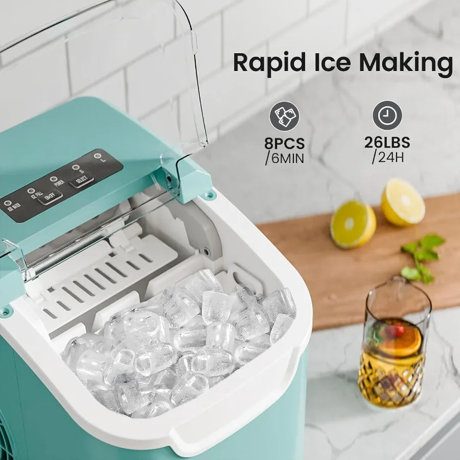 Portable Ice Maker Machine 8 Cubes Self-Cleaning Home Use