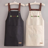Hello Letter Printed Waterproof Kitchen Apron With Large Storage Pocket