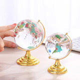 Rotating Crystal Glass Globe Ornament Elegant Home Office Desk Decor