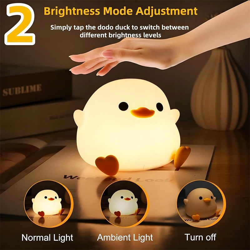 DoDo Duck Night Light Rechargeable Silicone LED Bedside Lamp