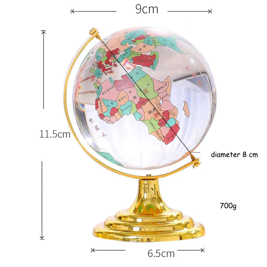 Rotating Crystal Glass Globe Ornament Elegant Home Office Desk Decor