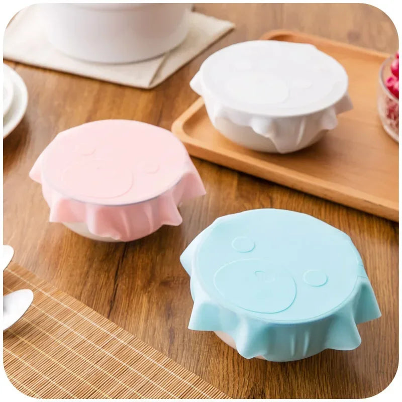 Reusable Silicone Stretch Lids Leak-Proof Covers 3”-12” Containers