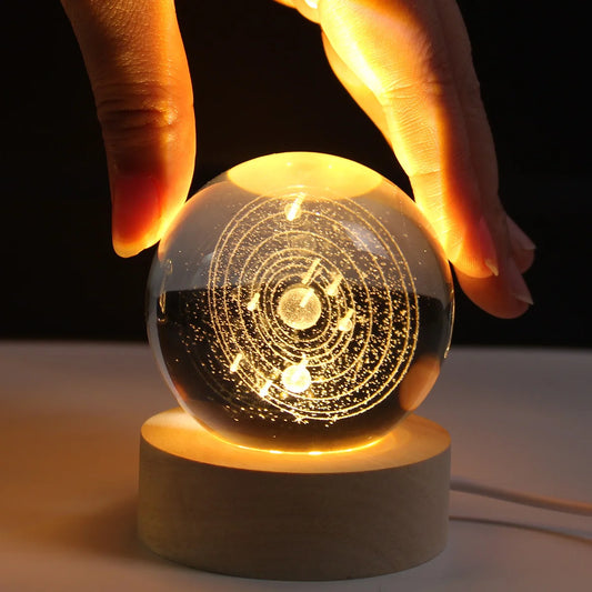 USB Powered 3D Crystal Ball Moon Galaxy LED Night Lamp