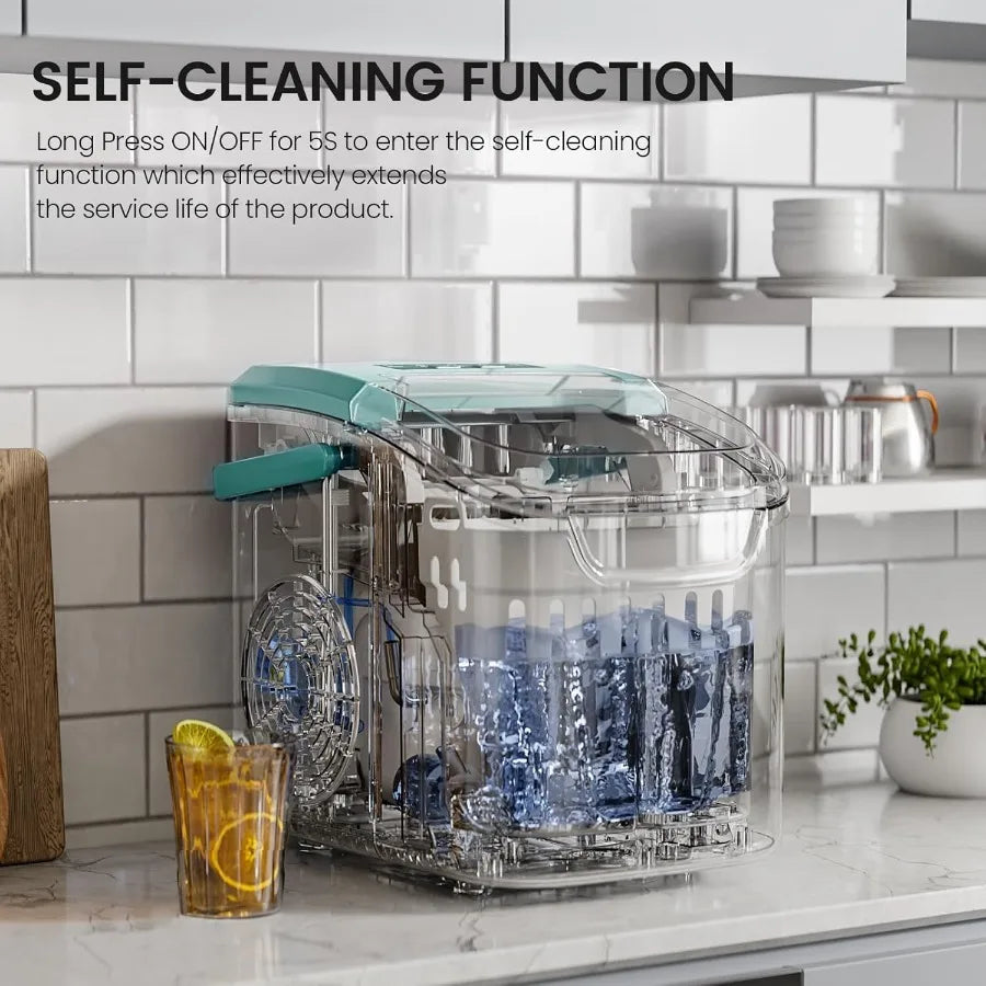 Portable Ice Maker Machine 8 Cubes Self-Cleaning Home Use
