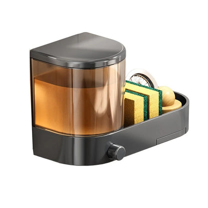 Wall Mounted Soap Dispenser With Sponge Holder Drain Tray
