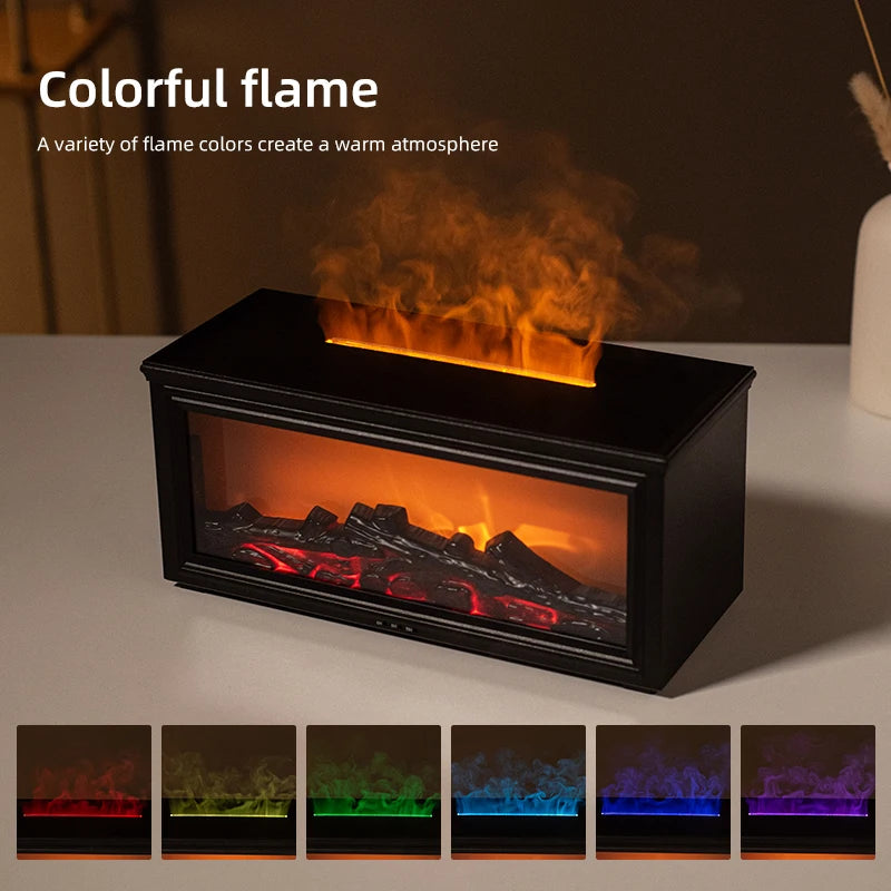 7-Color Mini Fireplace Essential Oil Aromatherapy Humidifier Diffuser