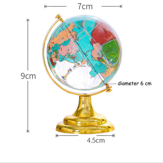 Rotating Crystal Glass Globe Ornament Elegant Home Office Desk Decor