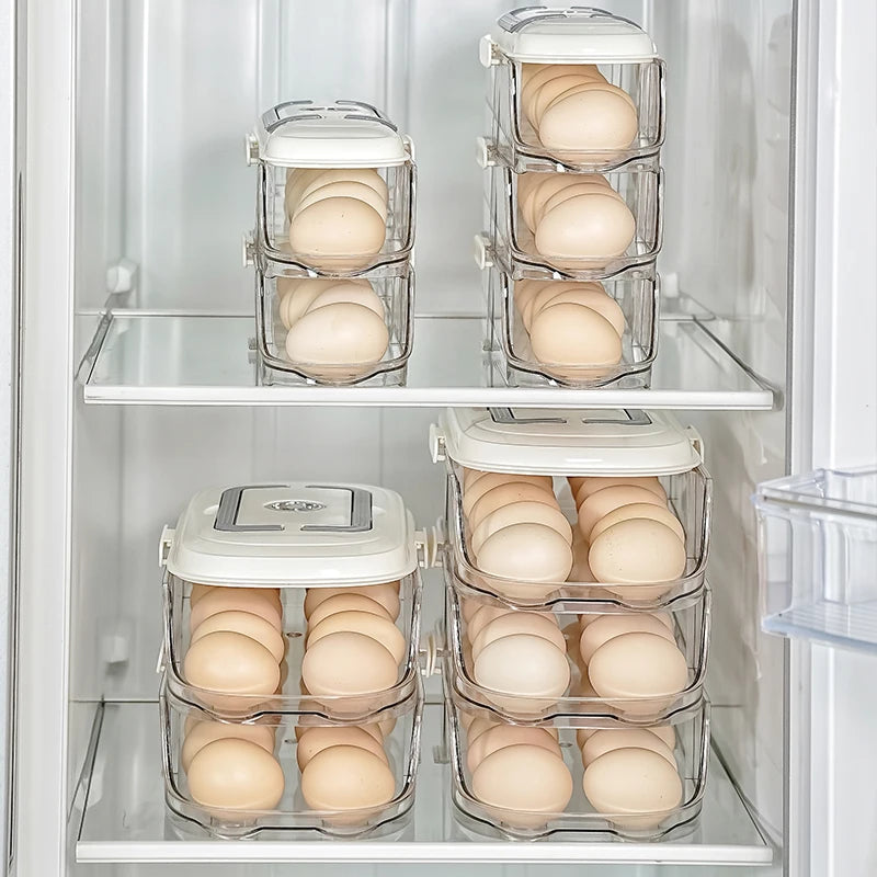 Multi layer combination automatic rolling egg box, refrigerator storage box dedicated side door egg tray,  refrigerator egg rack