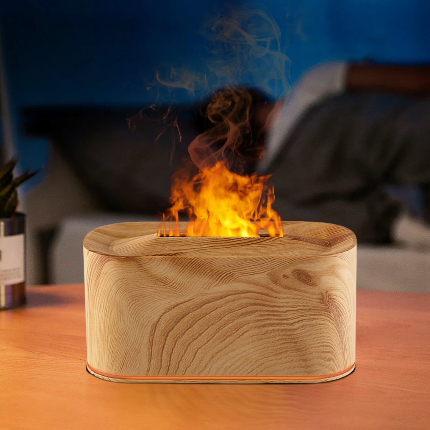 Flame Air Humidifier 7-Color LED Aroma Diffuser Auto-Off