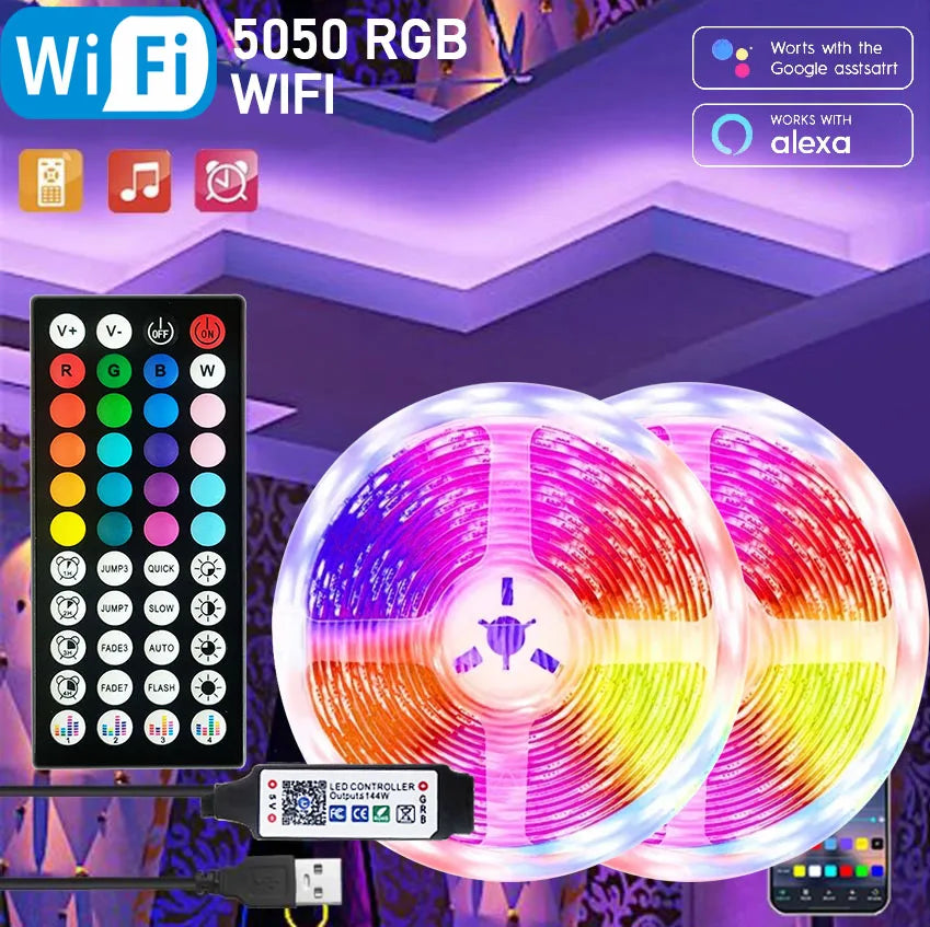 RGB LED Strip Lights APP Control Flexible Room Decoration Tape