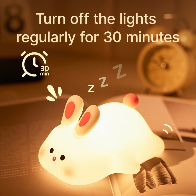 Big Face Rabbit Night Light Cute Silicone Touch Lamp