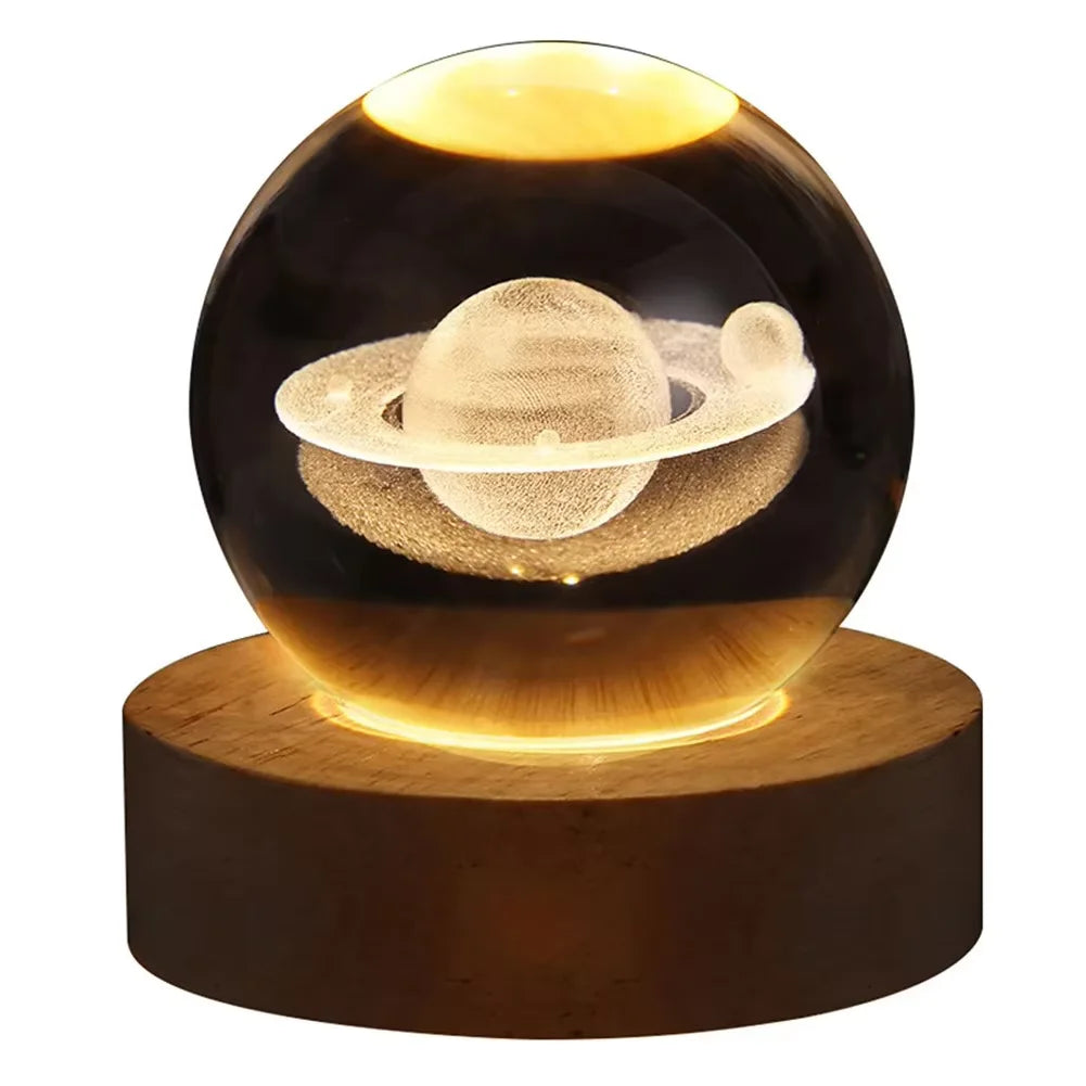 3D Crystal Ball Lamp Galaxy Planetary USB Night Light