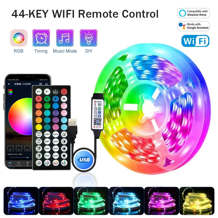 RGB LED Strip Lights APP Control Flexible Room Decoration Tape