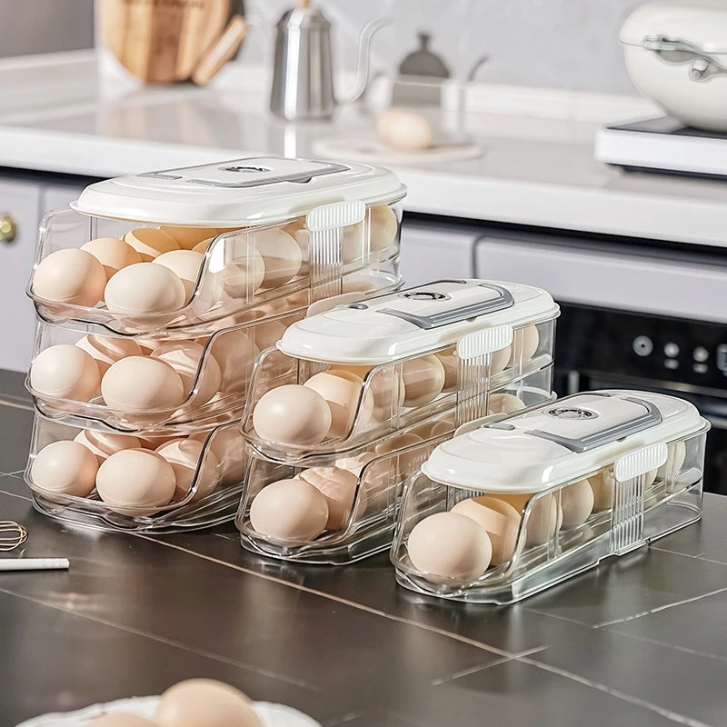 Multi layer combination automatic rolling egg box, refrigerator storage box dedicated side door egg tray,  refrigerator egg rack