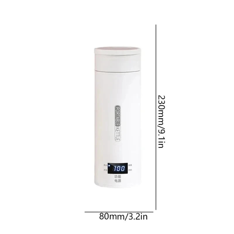 450ML Electric Kettles Portable Tea Coffee Kettle Travel Boil Water Thermal Cup Anti-Scald Water Bottle English Menu