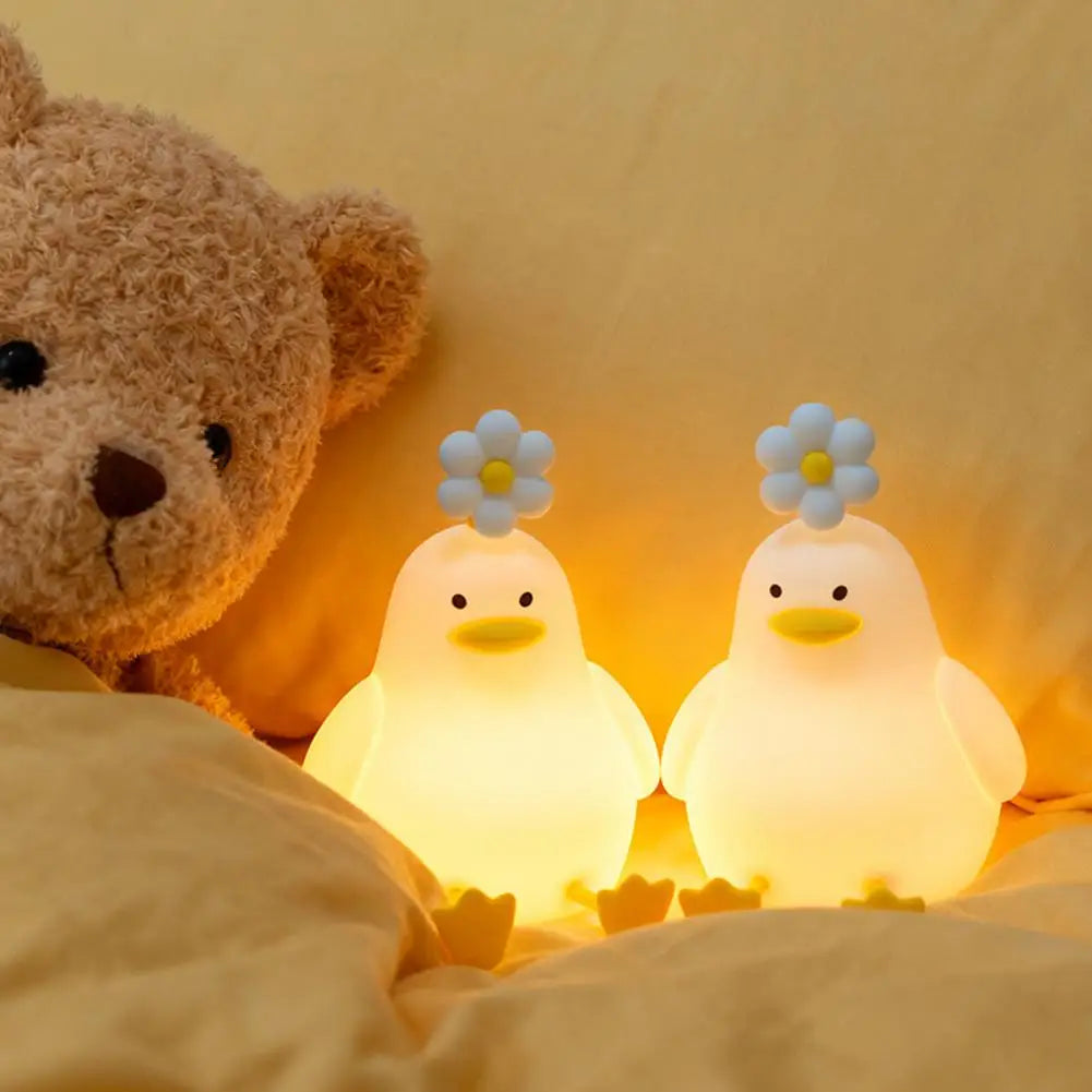 Cute Duck LED Night Light Squishy Silicone Touch Lamp