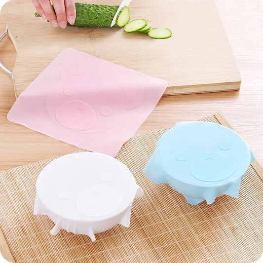 Reusable Silicone Stretch Lids Leak-Proof Covers 3”-12” Containers