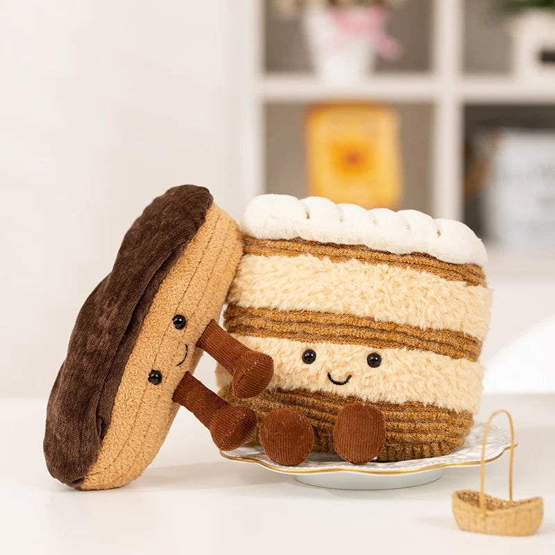 Bakery Plush Cake/Toast/Puff/Napoleon Stuffed Toys Ultra-Soft Kawaii Bread Pastry Gift for Foodies Kids Birthday Children's Day