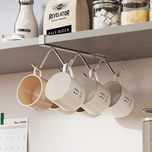 4/6 Hook Coffee Mug Holder Stainless Steel Kitchen Rack