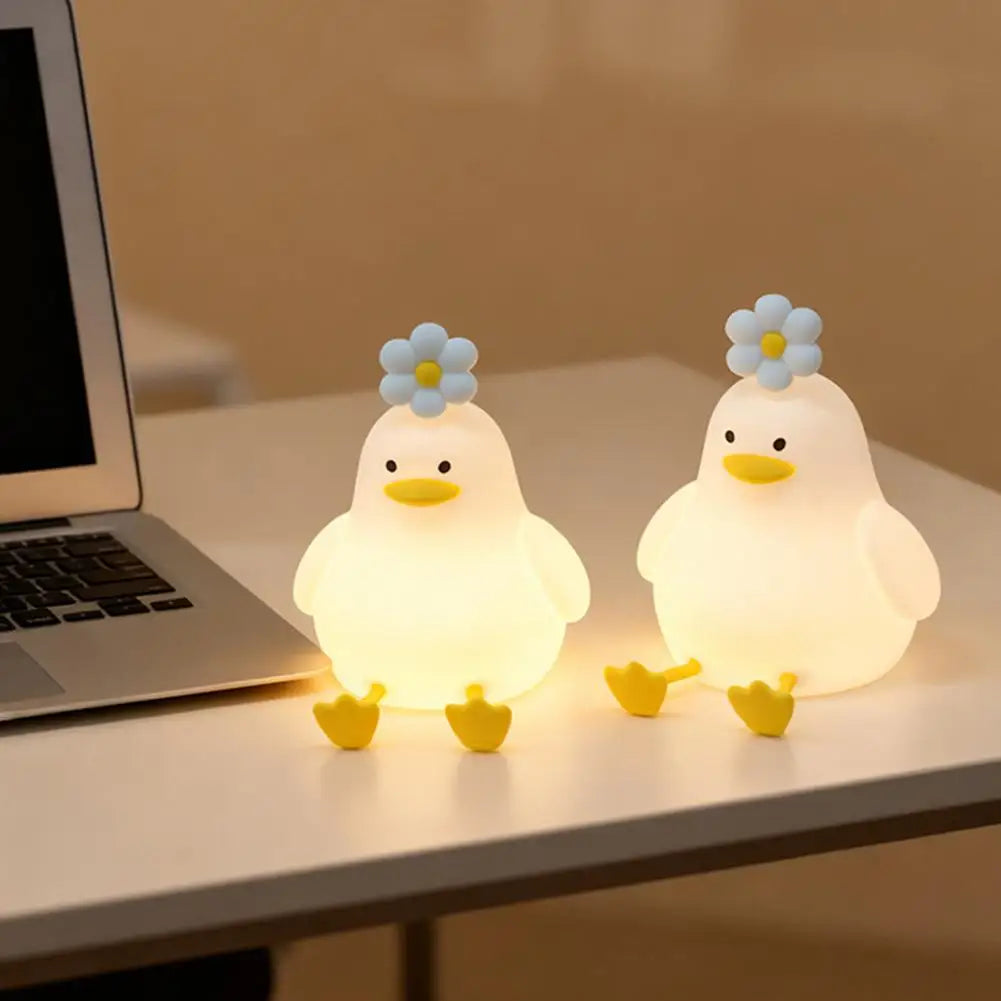 Cute Duck LED Night Light Squishy Silicone Touch Lamp