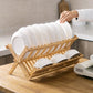 8/16 Grid Folding Bamboo Dish Rack Utensil Plate Holder