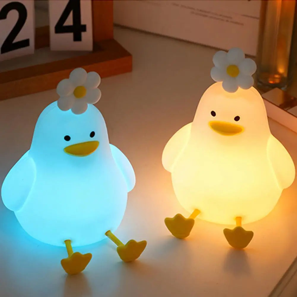 Cute Duck LED Night Light Squishy Silicone Touch Lamp