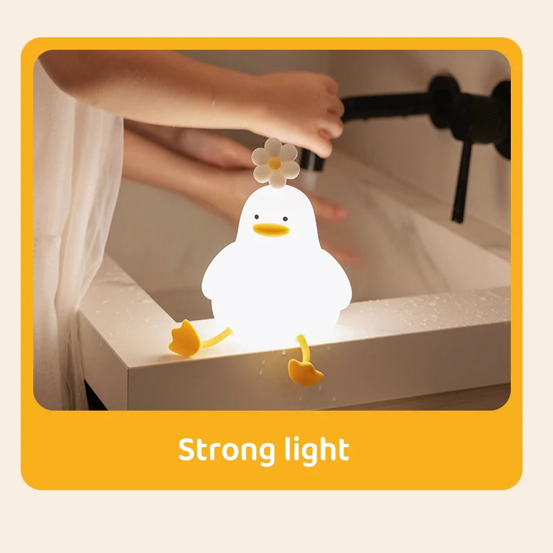 Cute Duck LED Night Light USB Rechargeable Silicone Lamp