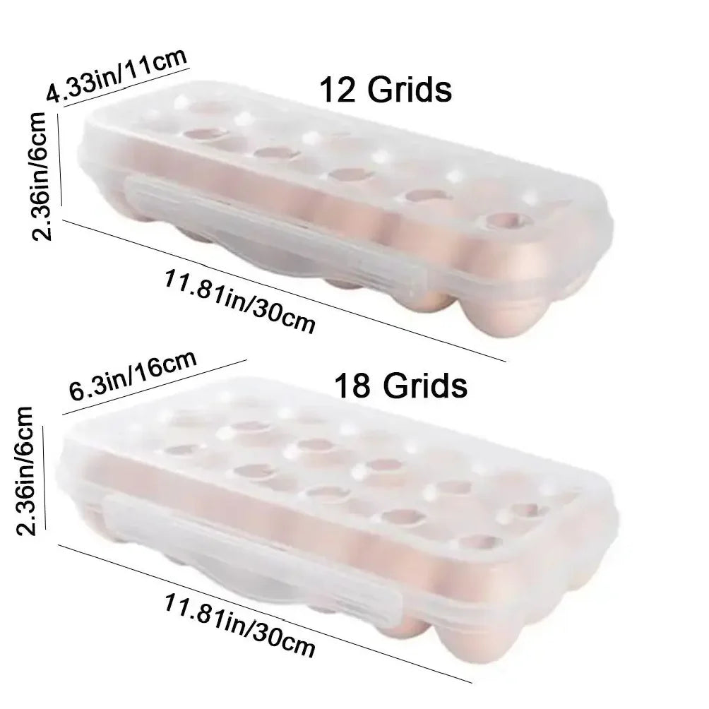 12/18 Grid Transparent Plastic Egg Tray Stackable Storage Box