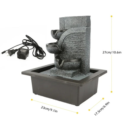 Mini Indoor Fengshui Water Fountain LED Geomantic Tabletop Decor