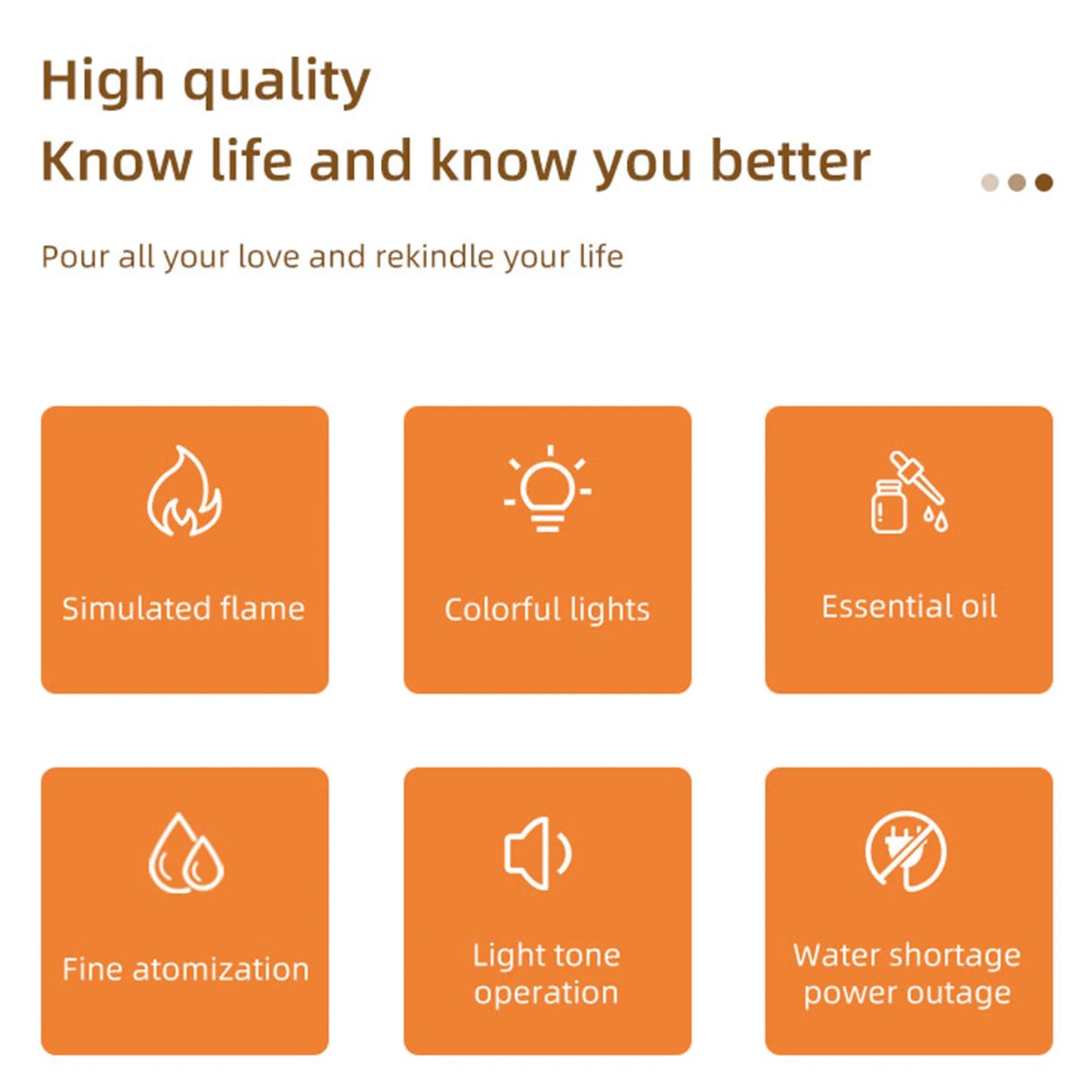 Flame Air Humidifier 7-Color LED Aroma Diffuser Auto-Off