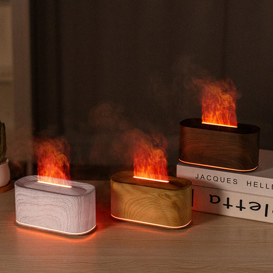 Flame Air Humidifier 7-Color LED Aroma Diffuser Auto-Off